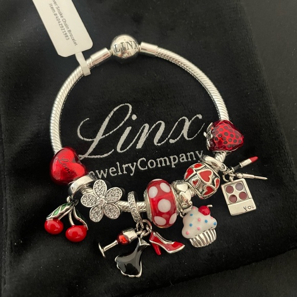 Linx Snake Chain Bracelet with Red Themed Charms - Picture 5 of 11